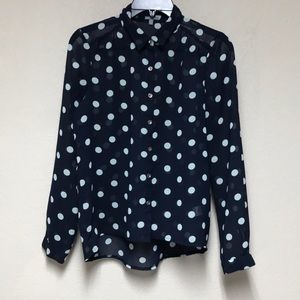 Polka Dot Long Sleeve Button Down
